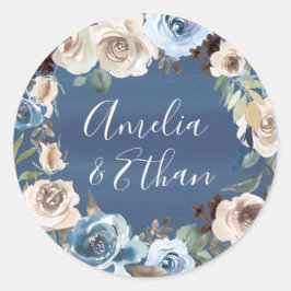 Pegatina Redonda Belleza floreciente | Boda personalizado