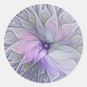 Pegatina Redonda Belleza impresionante Arte fractal abstracto moder