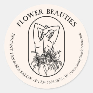 Pegatina Redonda Belleza Marfil Beige Mujer Femenina Bronceado Cuer