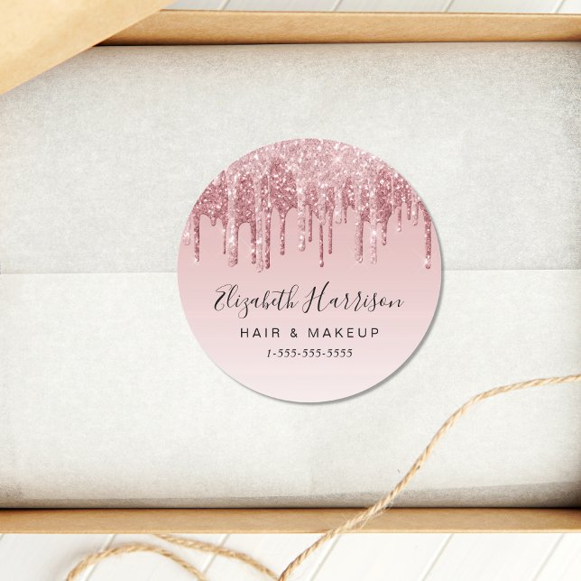 Pegatina Redonda Belleza Rosa Purpurina rosado (Subido por el creador)