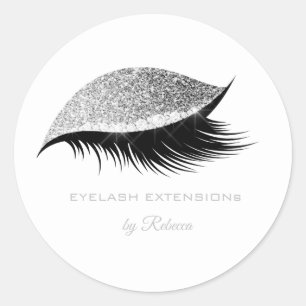 Pegatina Redonda Belleza simple maquillaje Eyelash Lashes Purpurina