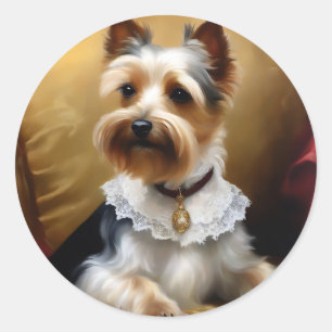 Pegatina Redonda Belleza Terrier de Dog Yorkshire