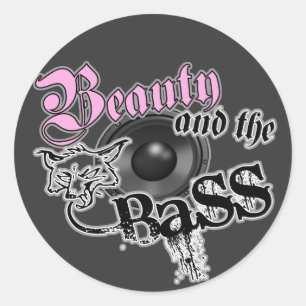 Pegatina Redonda Belleza y el logo de la música bajo EDM de los chi