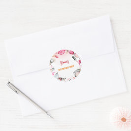 Pegatina Redonda Belleza y maquillaje fiesta de cumpleaños