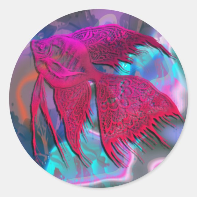 Pegatina Redonda Bello pescado 4 Pegatina, Glossy, (hoja de 6) (Anverso)