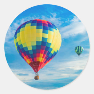 Pegatina Redonda Bellos globos de aire caliente