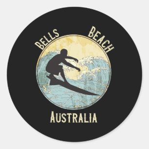 Pegatina Redonda Bells Beach Australia Surf Distressed 