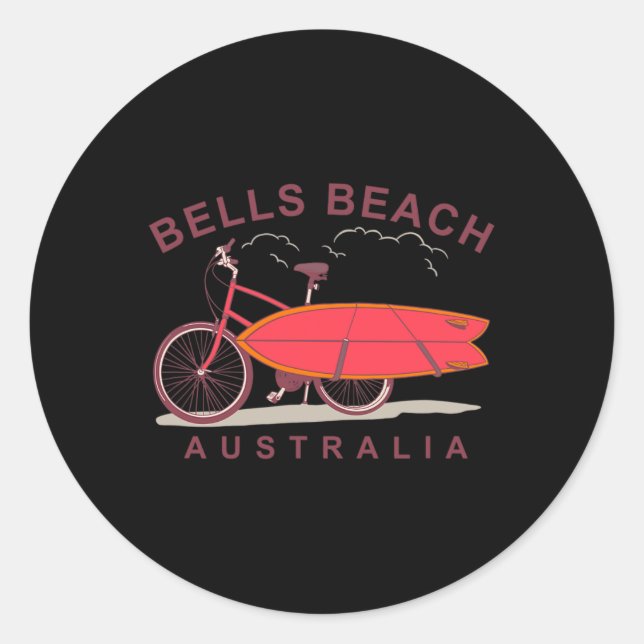 Pegatina Redonda Bells Beach Australia Surfboard Bike Surfer  (Anverso)