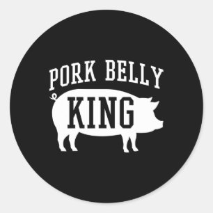 Pegatina Redonda Belly de cerdo King Funny Byrbecue