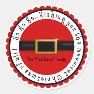 Pegatina Redonda Belly de Santa Claus Navidades Pegatinas de vacaci