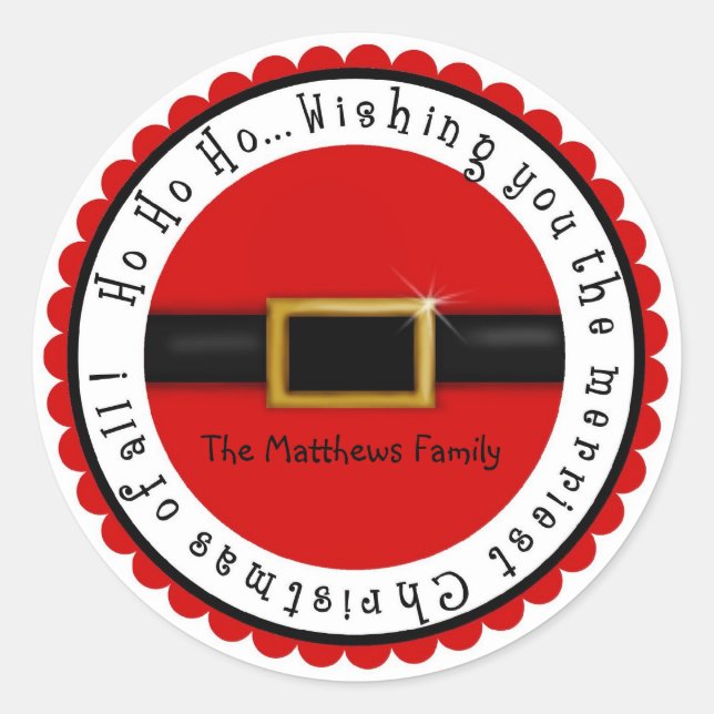 Pegatina Redonda Belly de Santa Claus Navidades Pegatinas de vacaci (Anverso)