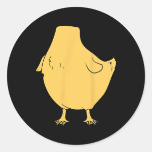 Pegatina Redonda Belly del cuerpo del pato amarillo disfraz de Hall