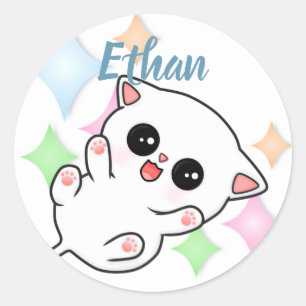 Pegatina Redonda Belly Rub Time Kitten