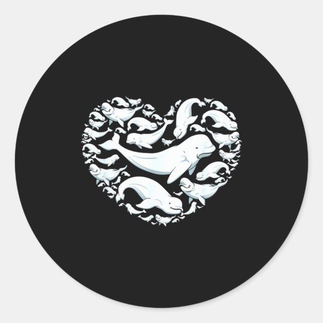 Pegatina Redonda Beluga Whales Valentine Days For Kids Boy Girl Men (Anverso)