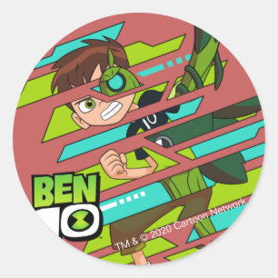 Pegatina Redonda Ben 10 Transformación de ADN salvaje