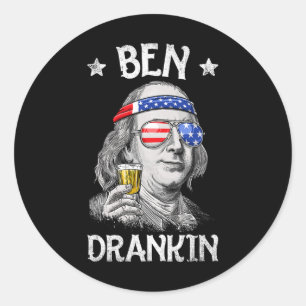 Pegatina Redonda Ben Drankin 4 De Julio Benjamin Franklin Men Amer
