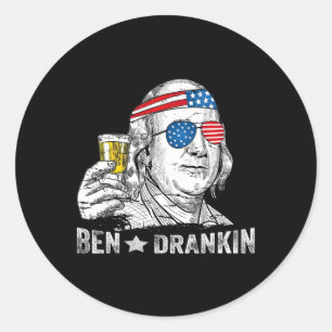 Pegatina Redonda Ben Drankin - Benjamin Franklin Beer - 4t