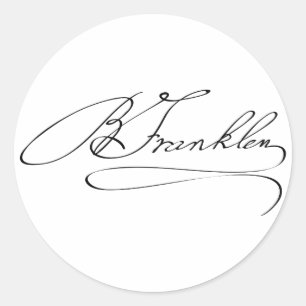 Pegatina Redonda Ben Franklin Signature
