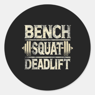Pegatina Redonda Bench Squat Deadlift Barbell Bodybuilding