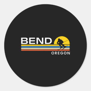 Pegatina Redonda Bend Oregon Esquí Vintage Retro Souvenirs