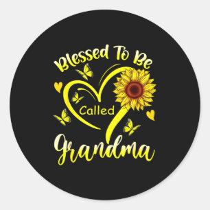 Pegatina Redonda Bendecida por ser llamada abuela girasol floral