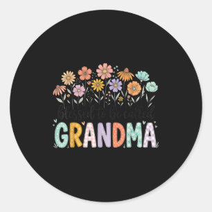 Pegatina Redonda Bendecida por ser llamada flores de abuela día de 
