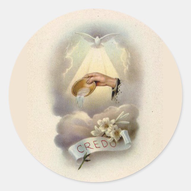 Pegatina Redonda Bendición bautismal con Espíritu Santo (Anverso)