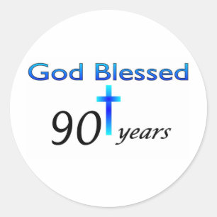 Pegatina Redonda Bendición de Dios 90 años regalo de cumpleaños