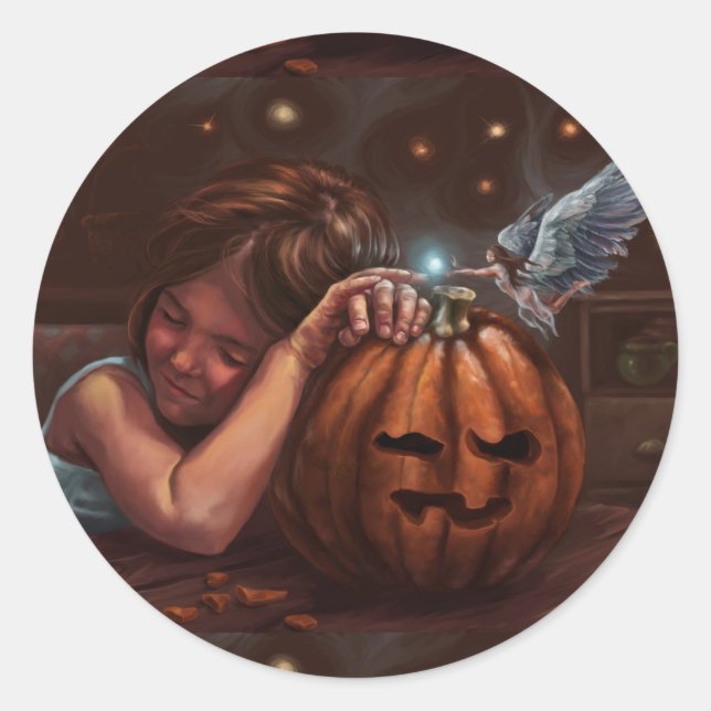 Pegatina Redonda bendición de Halloween (Anverso)