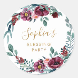 Pegatina Redonda Bendición Fiesta de floral madre personalizada