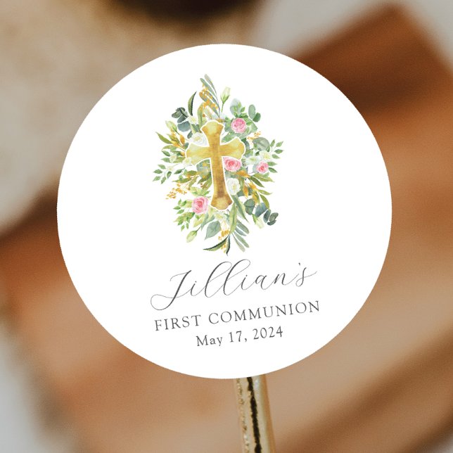 Pegatina Redonda Bendiciones Comienzos Cruz Primera Comunión (Subido por el creador)