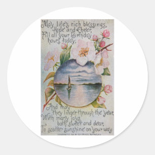 Pegatina Redonda Bendiciones de cumpleaños