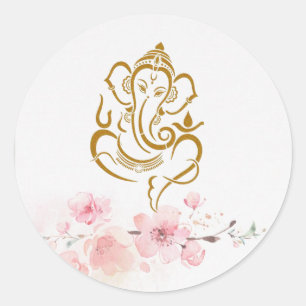 Pegatina Redonda Bendiciones de Ganesh: Sticker Divino