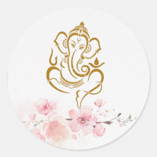 Pegatina Redonda Bendiciones de Ganesh: Sticker Divino