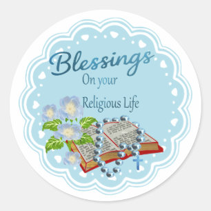 Pegatina Redonda bendiciones de la vida religiosa