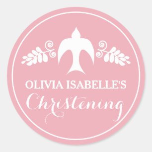 Pegatina Redonda Bendiciones para la invitación del bautizo de la