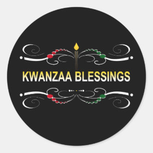 Pegatina Redonda bendiciones sofisticadas de kwanzaa