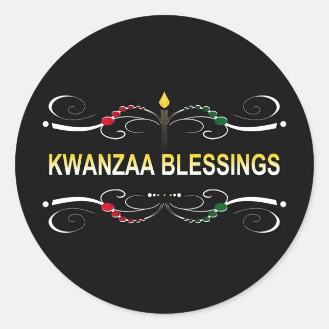 Pegatina Redonda bendiciones sofisticadas de kwanzaa (Anverso)