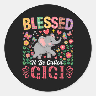 Pegatina Redonda Bendita De Ser Llamada Gigi Día de la Madre Elepha
