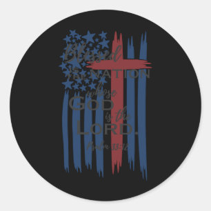 Pegatina Redonda Bendita Es La Nación Cuyo Dios Es El Señor America