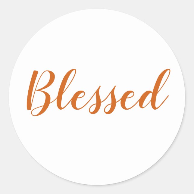 Pegatina Redonda Bendita especia naranja escritura moderna agradeci (Anverso)