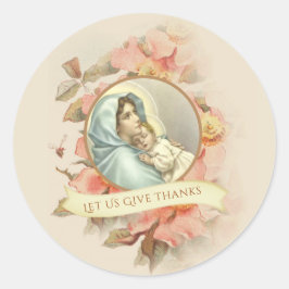 Pegatina Redonda Bendita Virgen Bendita de Acción de Gracias María