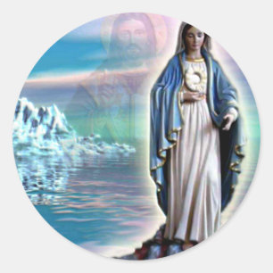 Pegatina Redonda Bendita Virgen María - Madre de Dios