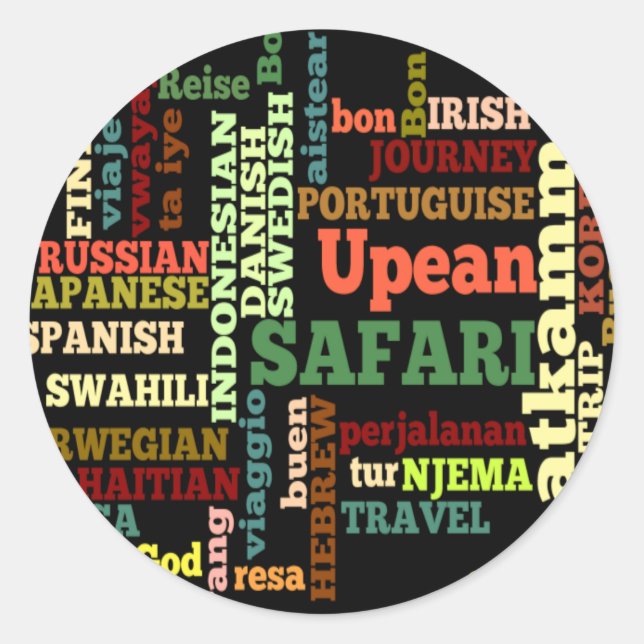 Pegatina Redonda Beneficencia de viaje internacional (Anverso)