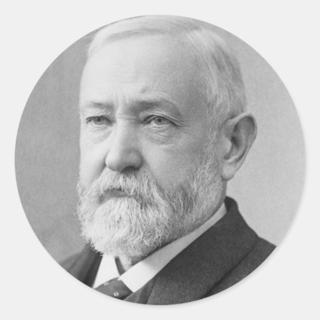 Pegatina Redonda Benjamin Harrison 23 (Anverso)
