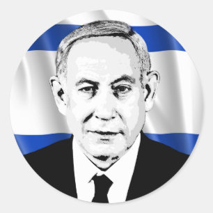 Pegatina Redonda Benjamin Netanyahu Primer Ministro israelí