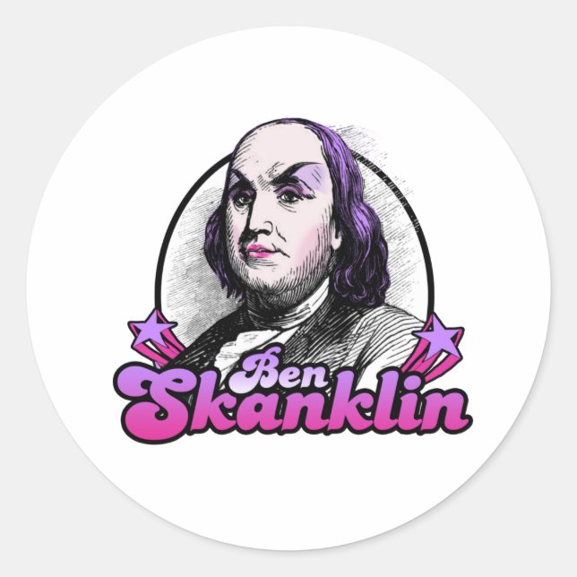 Pegatina Redonda Benjamin Skanklin (Anverso)