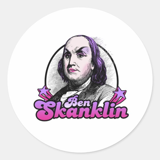 Pegatina Redonda Benjamin Skanklin (Anverso)