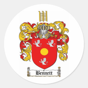 PEGATINA REDONDA BENNETT FAMILIAR CREST - BENNETT COAT OF ARMS