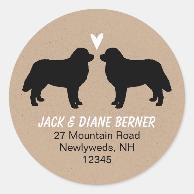 Pegatina Redonda Berenesa Montaña Dog Silhouettes Dirección de Reto (Anverso)